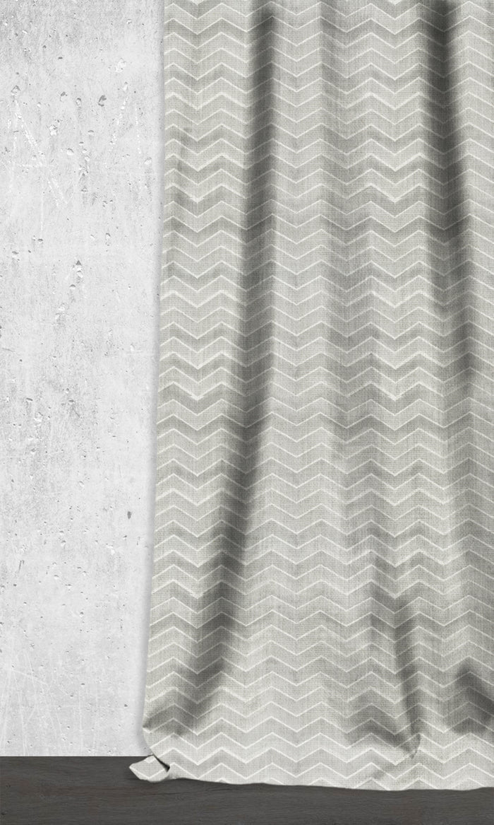Chevron Print Drapes (Eggshell White/ Grey)