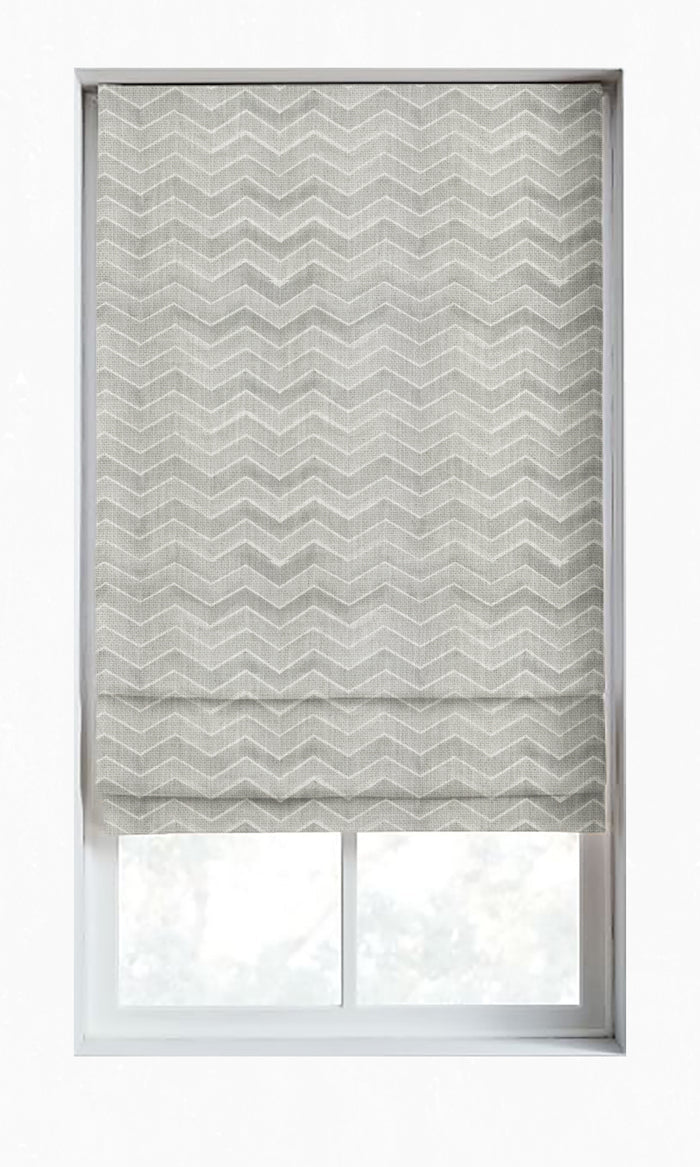 Chevron Print Window Treatments Fabric By the Metre (Eggshell White/ Grey)