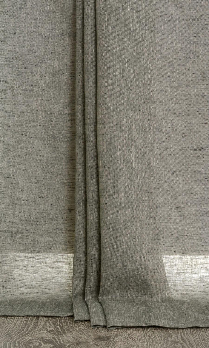 Sheer Linen Curtains for Living, Bedroom, Kitchen, Bathroom (Grey)