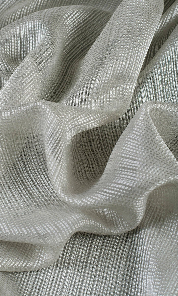 Woven Striped Sheer Home Textile Fabric Material By the Metre (Grey)