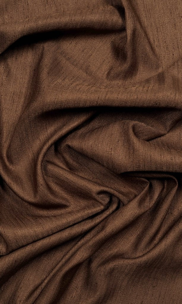 Silk Blend Curtain Panels for Living, Bedroom, Kitchen, Bathroom (Coffee Brown)