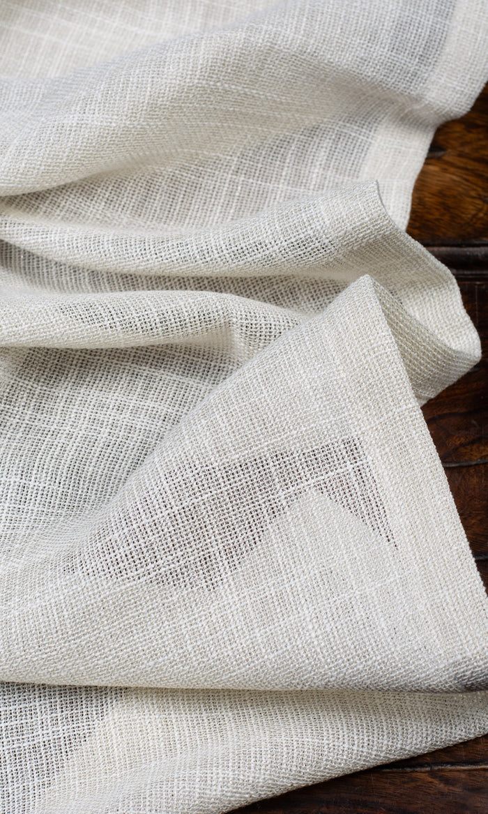 Textured Sheer Home Décor Fabric By the Metre (Parchment White/ Greige)
