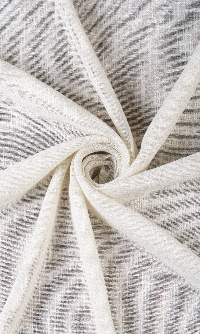Textured Sheer Window Treatments Fabric By the Metre (Parchment White/ Greige)