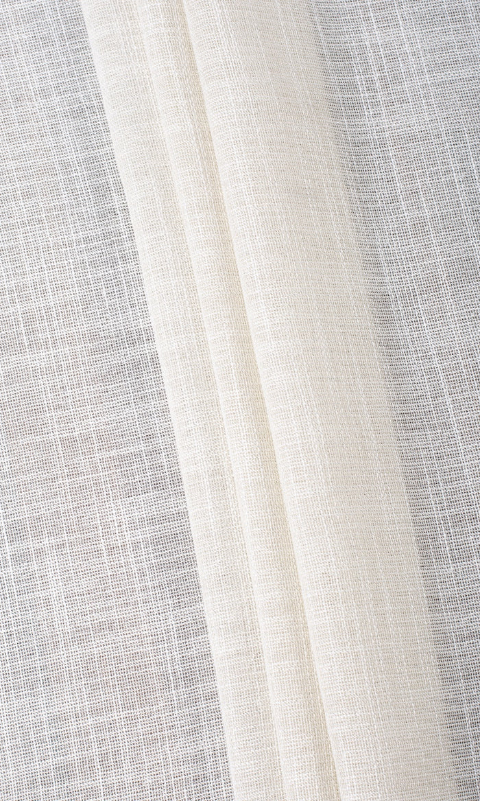 Textured Sheer Home Textile Fabric Material By the Metre (Parchment White/ Greige)