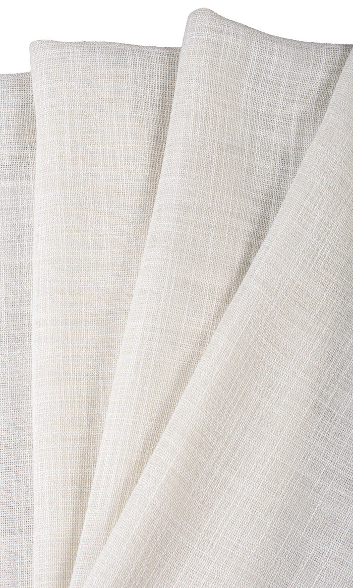 Textured Sheer Fabric Material By the Metre (Parchment White/ Greige)