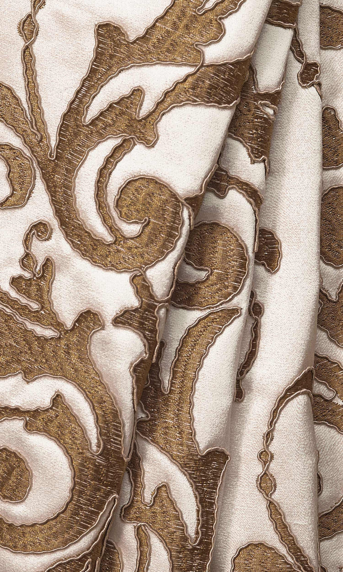 Damask Curtain Panels for Living, Bedroom, Kitchen, Bathroom (White/ Brown)