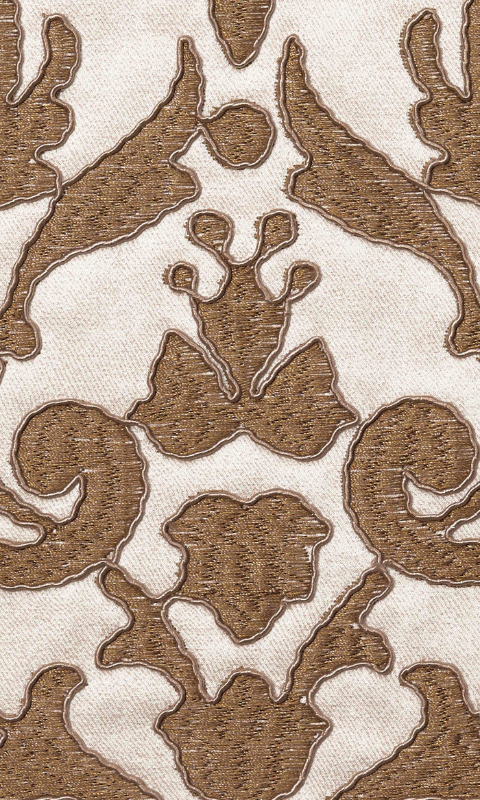 Damask Pinch Pleat, Rod Pocket, Eyelet Curtains (White/ Brown)