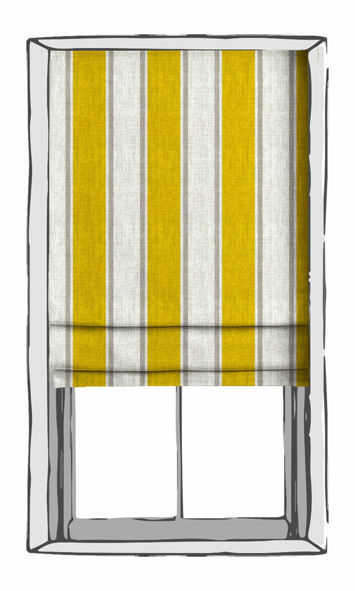 Striped Print Drapes for Living, Bedroom, Kitchen, Bathroom (Linen White/ Yellow)