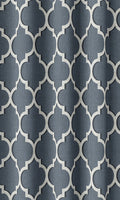 Trellis Tile Print Drapery (Petrol Blue/ White)