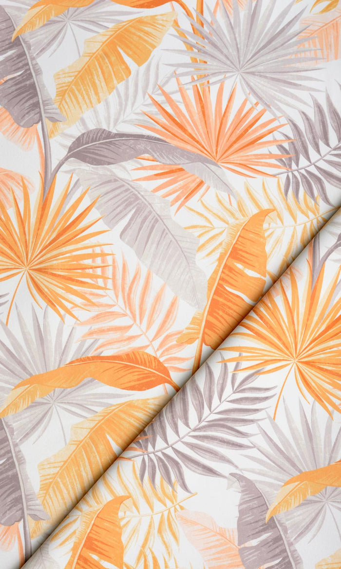 Botanical Floral Home Textile Fabric Material By the Metre (Yellow/ Orange)