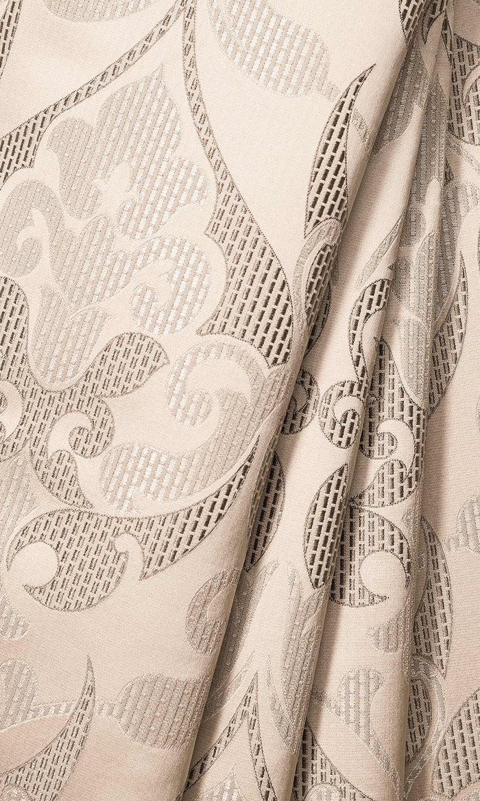 Self Patterned Window Treatments Fabric By the Metre (Cream/ Brown)
