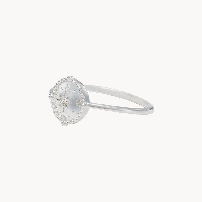 cosmic compass ring - sterling silver, brilliant diamond