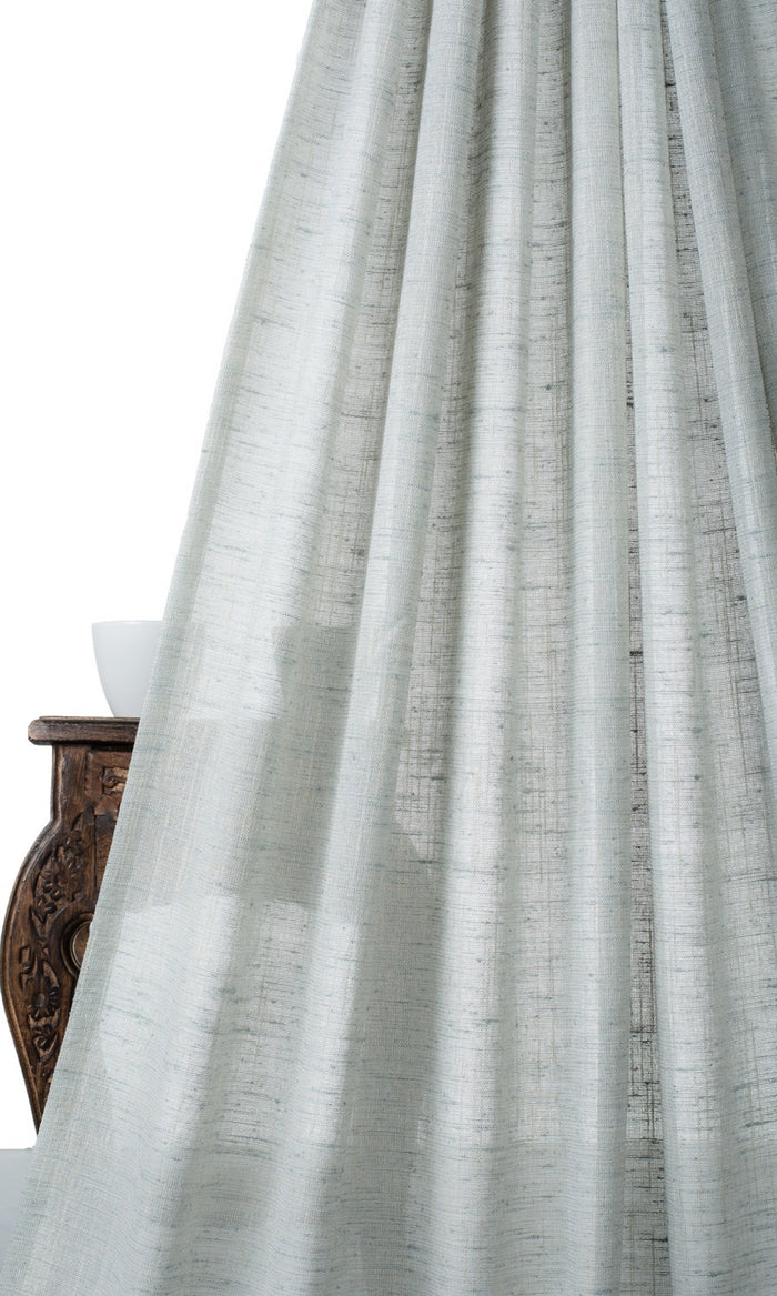 Semi-Sheer Linen Texture Fabric By the Metre for Curtains & Drapes (Aqua Blue)