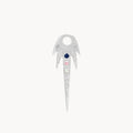 Front view of a Cosmic Wish Earring Charm in sterling silver with sapphire gemstones