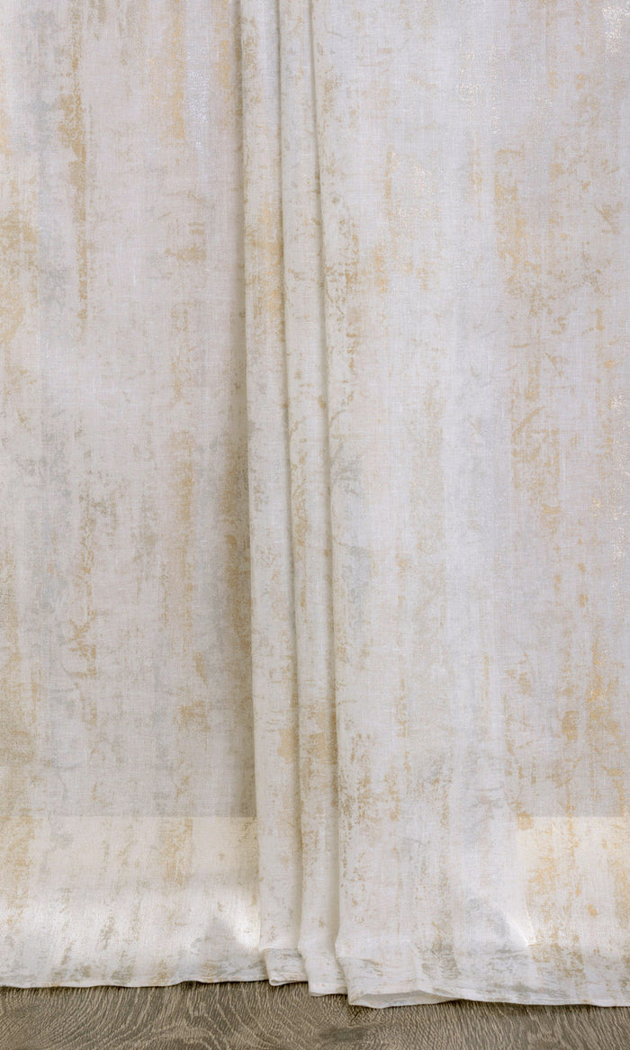 Printed Sheer Window Treatments Fabric By the Metre (Metallic Golden/ Yellow)
