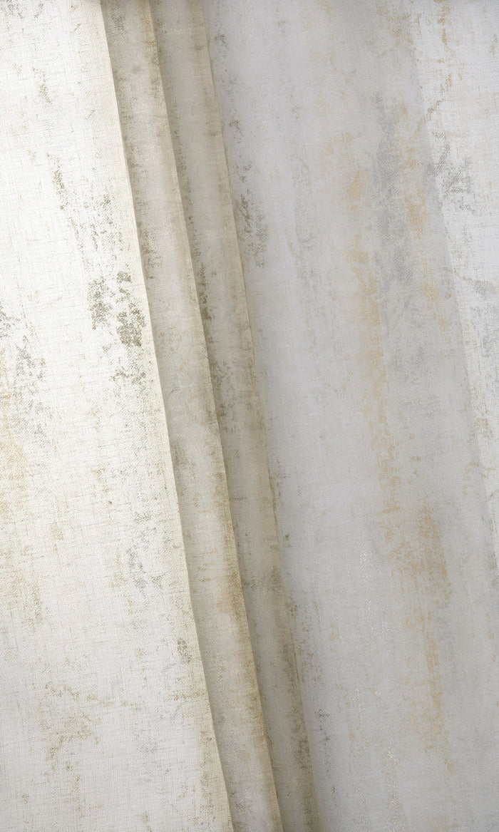 Printed Sheer Fabric By the Metre for Curtains & Drapes (Metallic Golden/ Yellow)