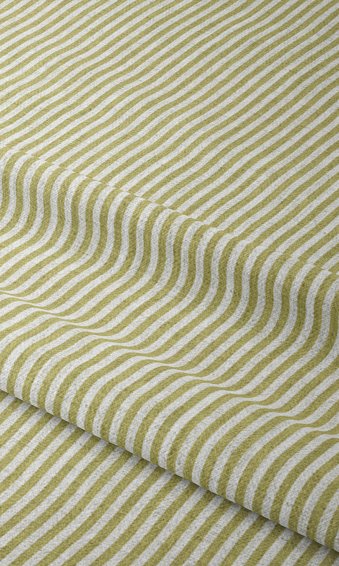 Striped Curtains for Living, Bedroom, Kitchen, Bathroom (Chartreuse Green/ White)