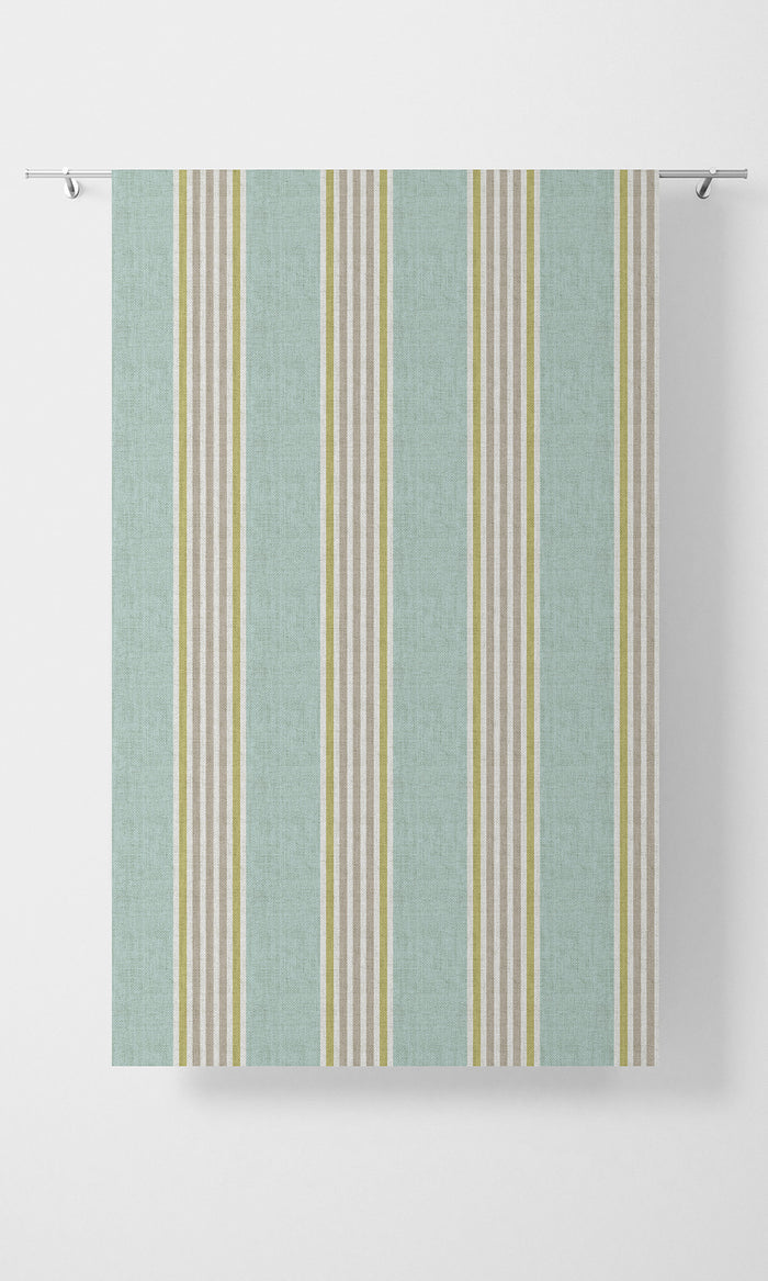 Striped Fabric Material By the Metre (Turquoise Blue/ Green)