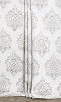 Damask Poly-Cotton Home Décor Fabric By the Metre (Off White/ Gray)