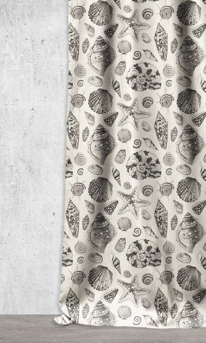 Coastal Theme Curtains (Black/ Milky White)