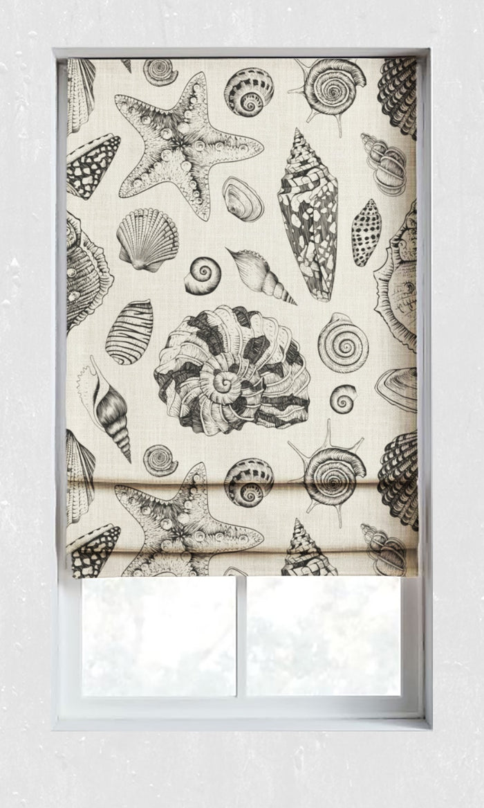 Coastal Theme Curtains for Living, Bedroom, Kitchen, Bathroom (Black/ Milky White)
