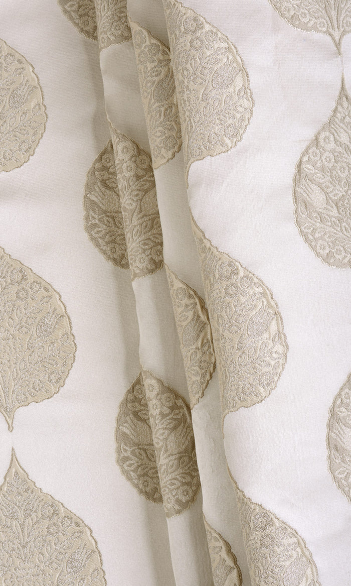 Ogee Patterned Drapes (Ivory/ Beige) Extra Long Short Wide