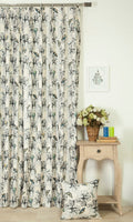 Butterfly Print Cotton Drapes (Yellow)