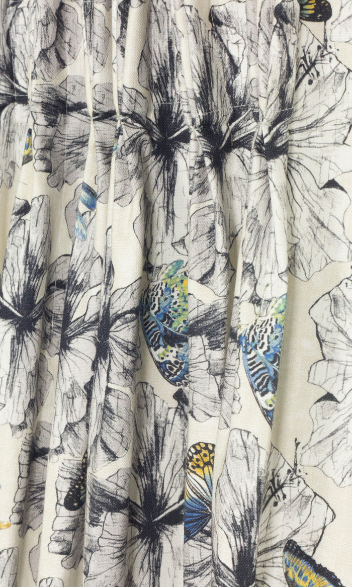Butterfly Print Cotton Drapes for Living, Bedroom, Kitchen, Bathroom (Yellow)