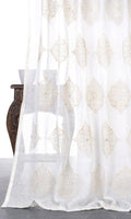 Sheer Floral Embroidered Home Décor Fabric By the Metre (White/ Cream)