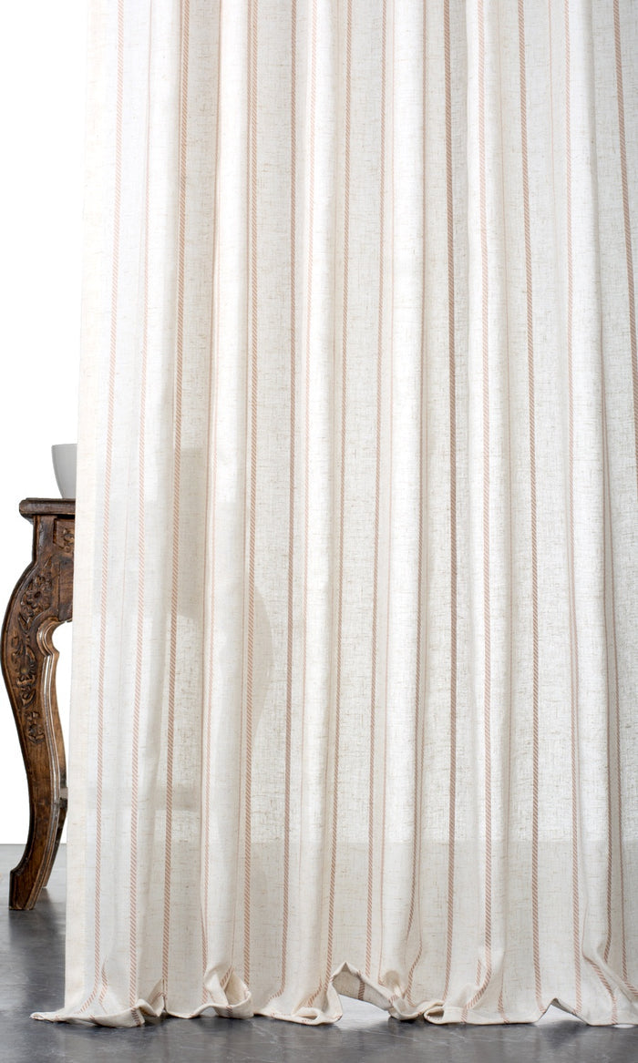 Striped Window Treatments Fabric By the Metre (Milky White/ Baby Pink)