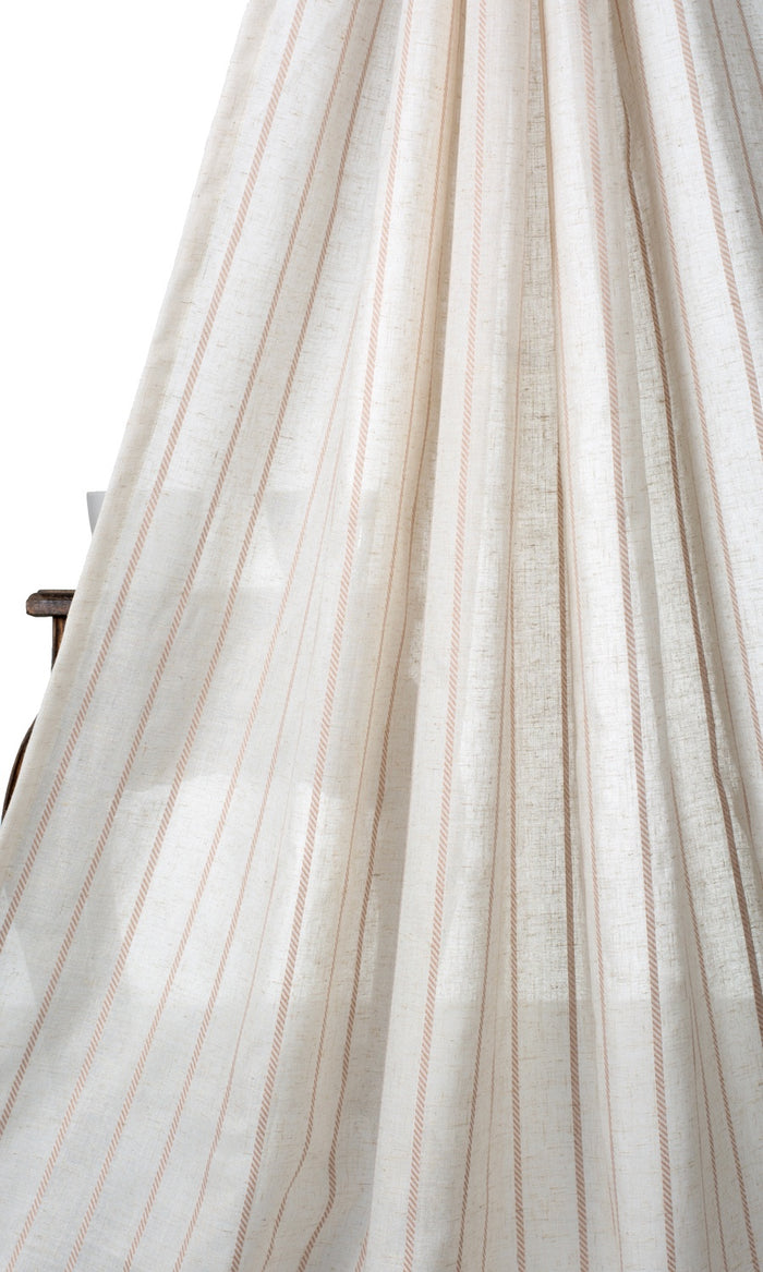 Striped Home Textile Fabric Material By the Metre (Milky White/ Baby Pink)
