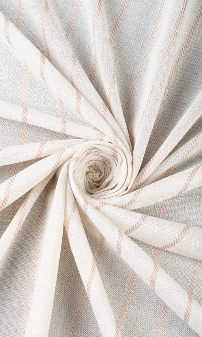 Striped Fabric By the Metre for Curtains & Drapes (Milky White/ Baby Pink)