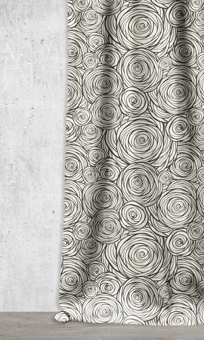 Printed Curtains (Black/ Milky White)