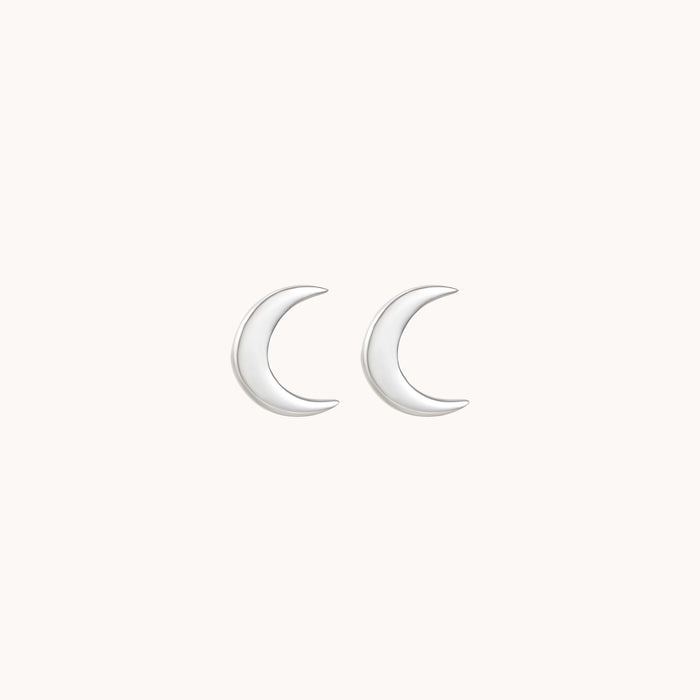 Crescent Moon Earring Silver in sterling silver