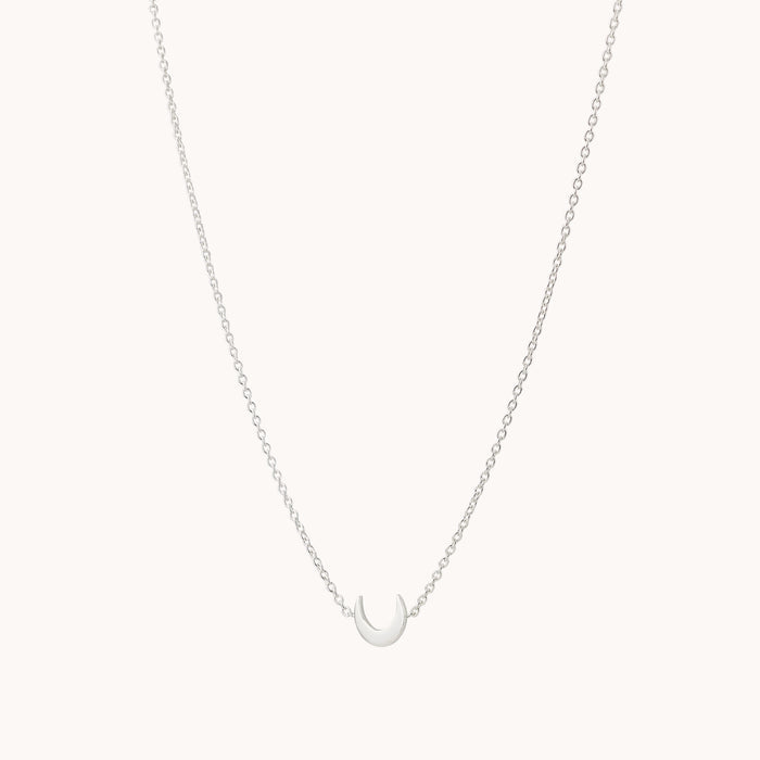 Crescent Moon Necklace Silver in sterling silver, alternate angle detail view