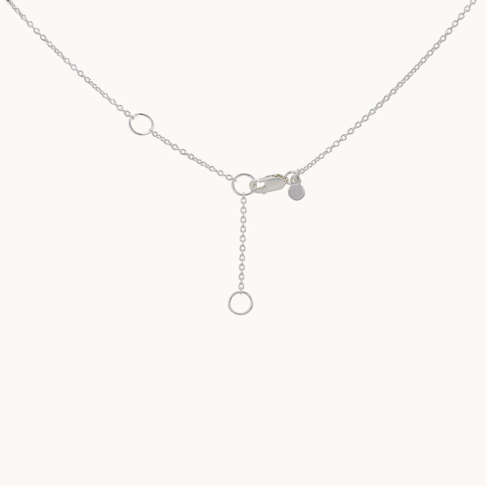 Crescent Moon Necklace Silver in sterling silver, clasp detail view