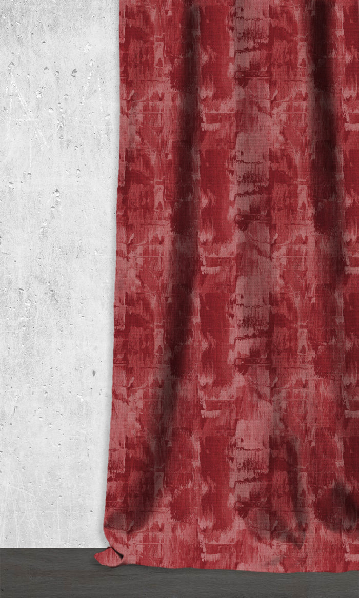 Watercolor Effect Striped Window Treatments Fabric By the Metre (Red)