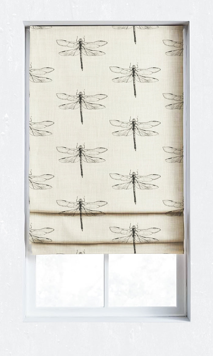 Dragonfly Print Drapery for Living, Bedroom, Kitchen, Bathroom (Black/ White)