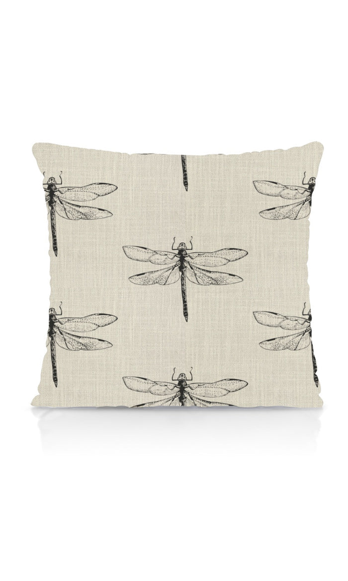 Dragonfly Print Home Textile Fabric Material By the Metre (Black/ White)