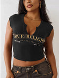 Cropped Letter Print T-Shirt