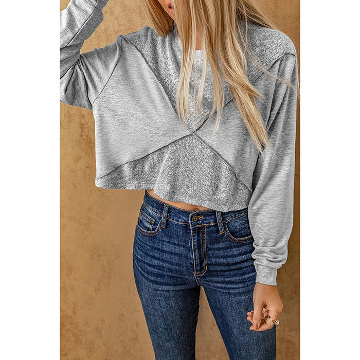 Cropped Patchwork Knit Hoodie