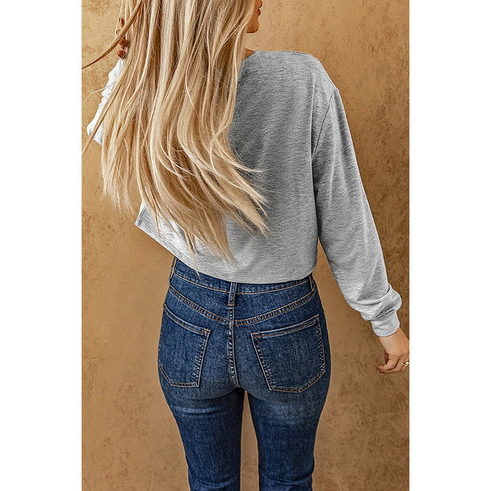 Cropped Patchwork Knit Hoodie