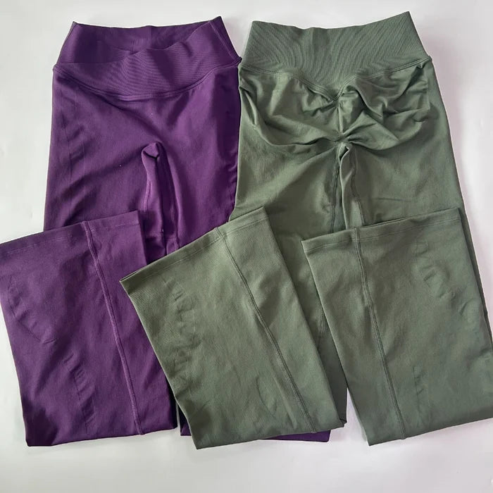 Crossover Flared Legging – Women's Seamless V-Waist Yoga Pants