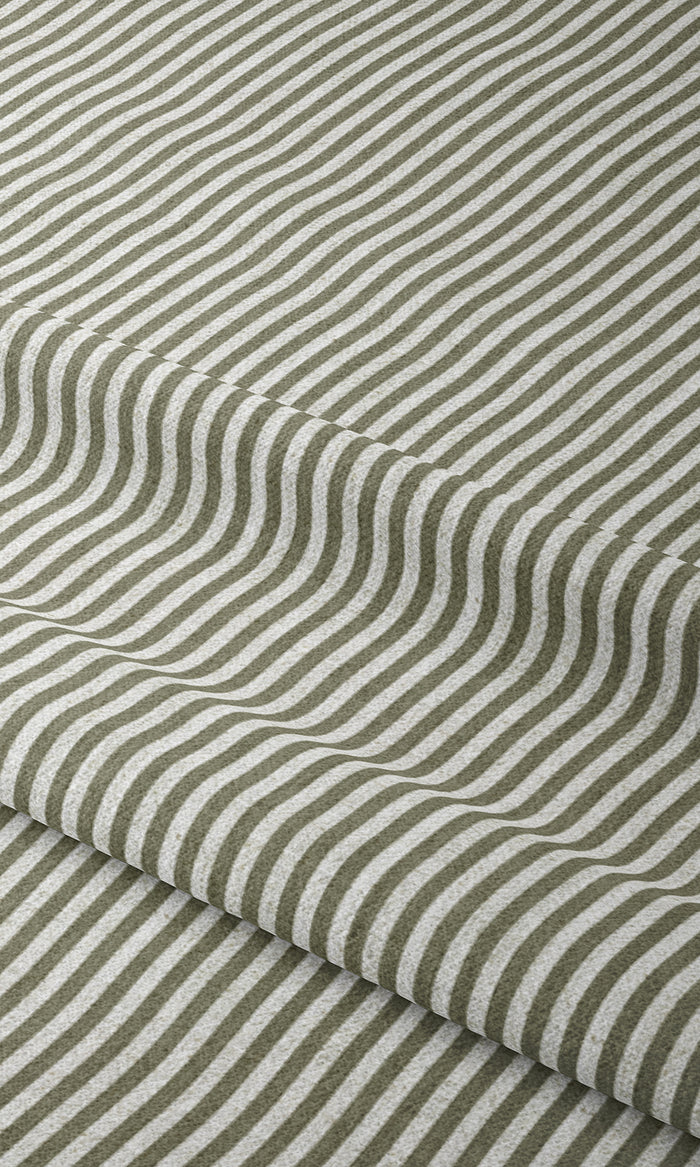 Striped Drapes for Living, Bedroom, Kitchen, Bathroom (Olive Green/ White)
