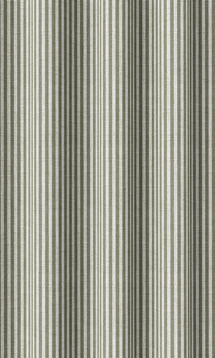 Striped Home Décor Fabric By the Metre (Olive Green/ White)