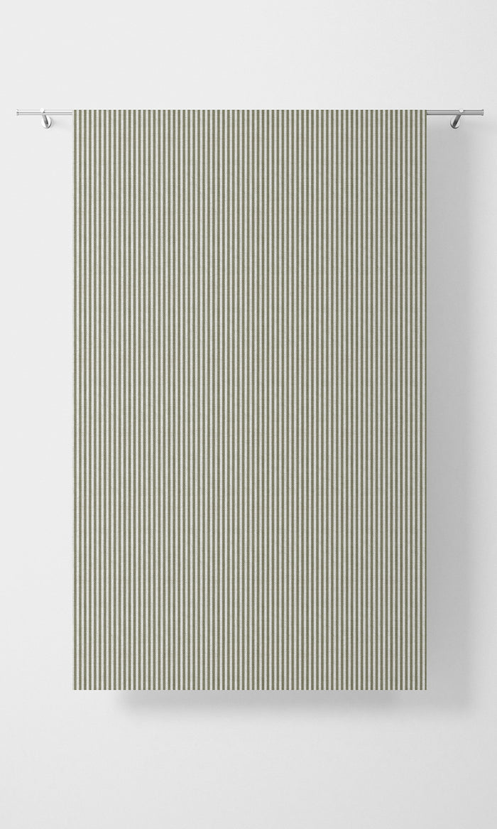 Striped Home Textile Fabric Material By the Metre (Olive Green/ White)
