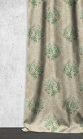 Dimout Floral Curtains (Beige/ Moss/ Aqua)