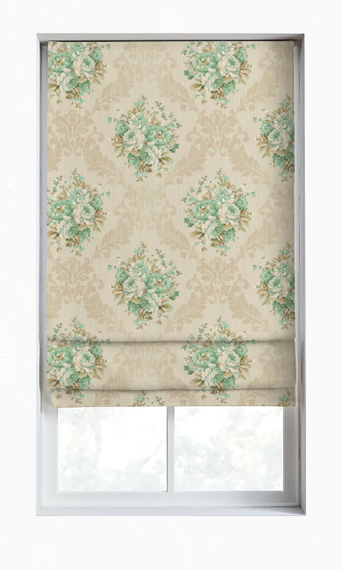 Dimout Floral Curtains for Living, Bedroom, Kitchen, Bathroom (Beige/ Moss/ Aqua)