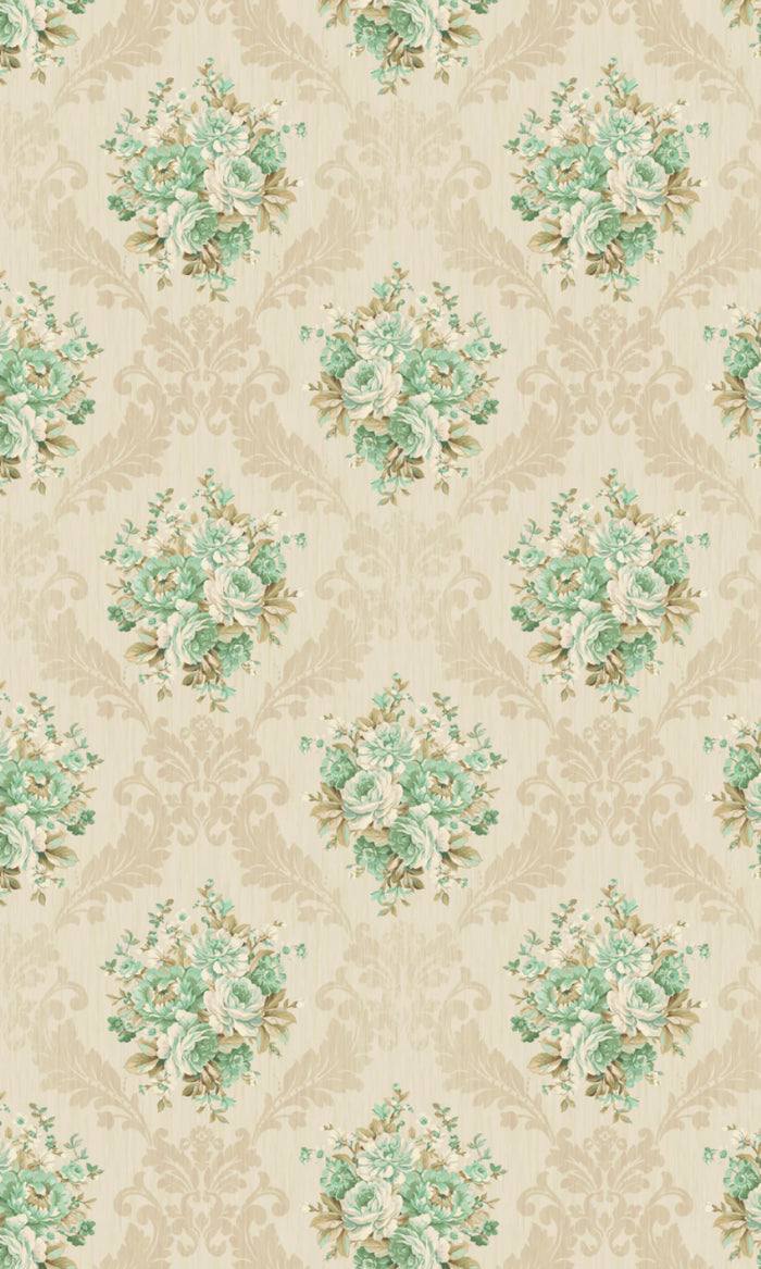 Dimout Floral Pinch Pleat, Rod Pocket, Eyelet Curtains (Beige/ Moss/ Aqua)