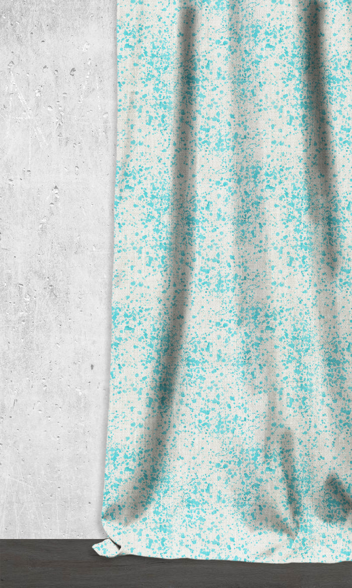 Abstract Print Drapes (Eggshell White/ Blue)